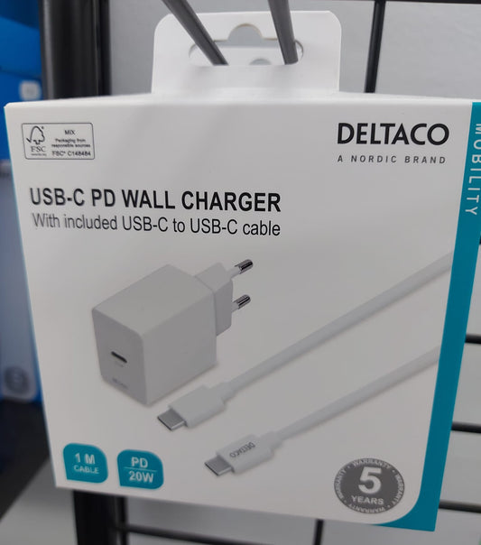 Deltaco USB-C kännykän lataaja